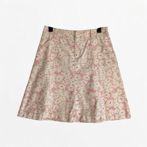 Eddie Bauer Pink & Cream Floral Denim Skirt